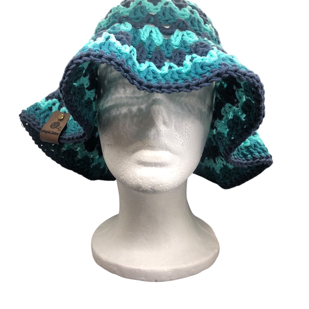 Crochet Bucket Hat | Aqua & Peacock